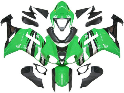 Fairings For Kawasaki ZX6R ZX636 Green Black Silver Ninja ZX6R  (2007-2008)