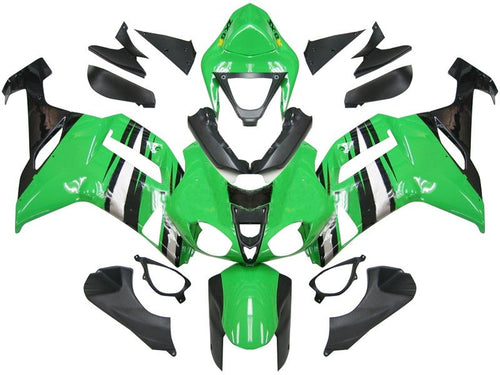 Fairings For Kawasaki ZX6R ZX636 Green Black Silver Ninja ZX6R  (2007-2008)