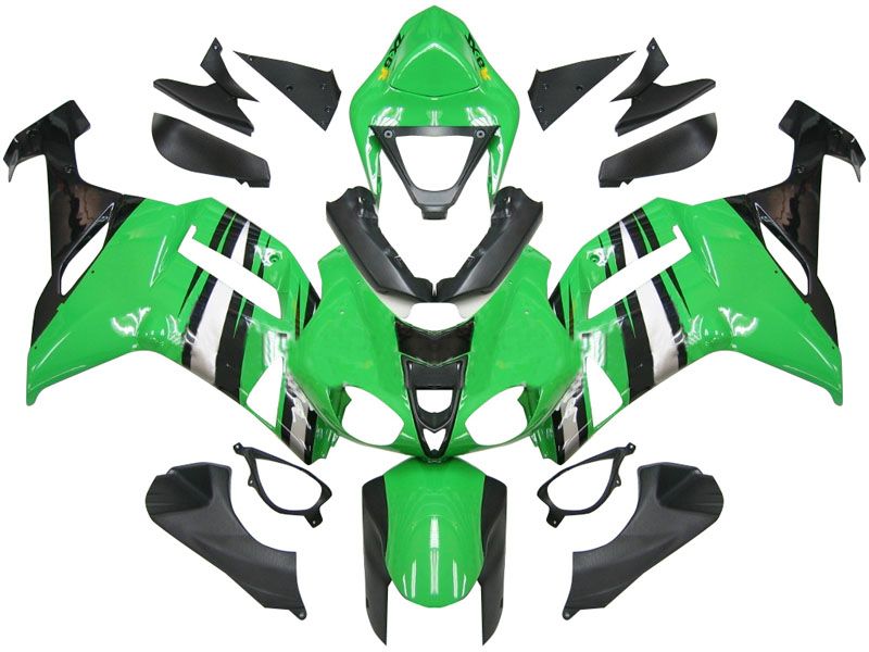 Fairings For Kawasaki ZX6R ZX636 Green Black Silver Ninja ZX6R  (2007-2008)