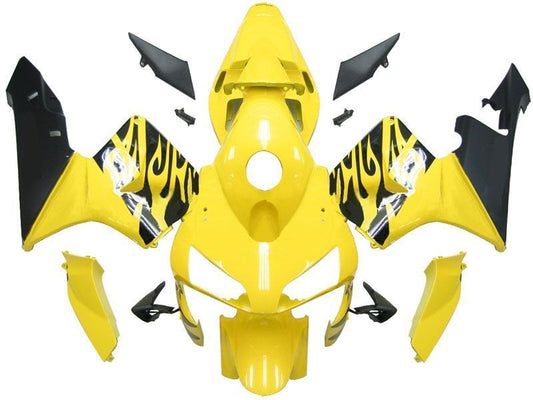Fairings For Honda CBR 600 RR Yellow & Black Flame  (2003-2004)