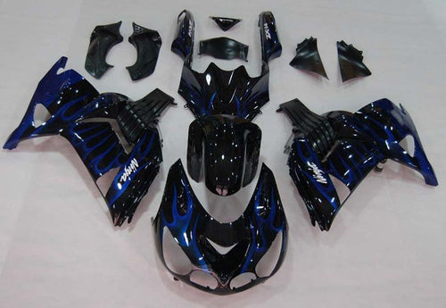 Fairings For Kawasaki ZX14R Black & Blue Flame Ninja  (2006-2011)