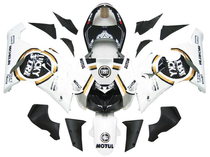 Fairings For Kawasaki ZX6R 636 Black White Ninja  (2005-2006)