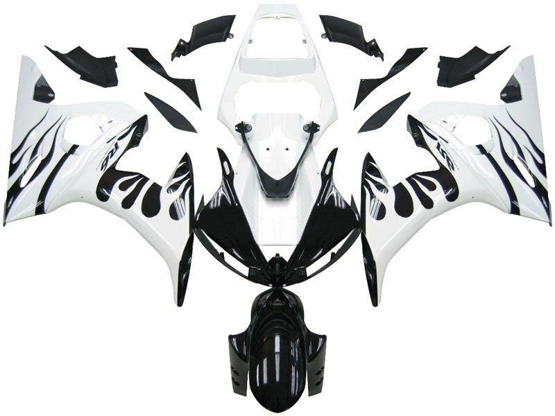 Fairings For Yamaha YZF-R6 White Flame Black R6  (2005)
