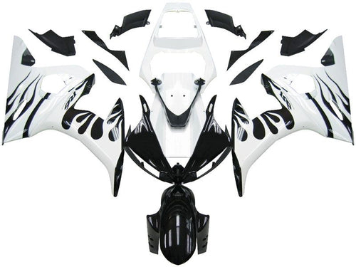 Fairings For Yamaha YZF-R6 White Flame Black R6  (2005)