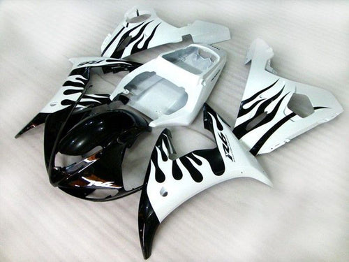 Fairings For Yamaha - YZF1000 R1 04-06 Black and White Flame