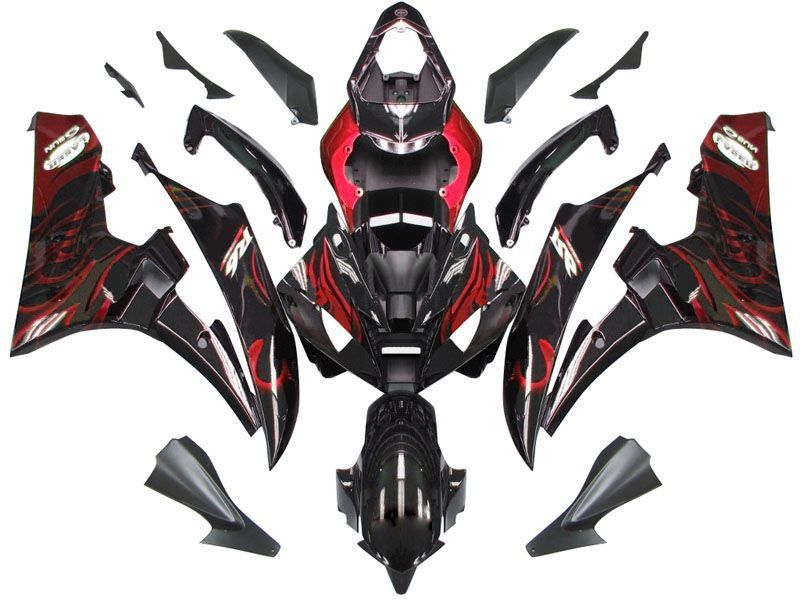 Fairings For Yamaha YZF-R6 Black & Red Flame R6  (2006-2007)