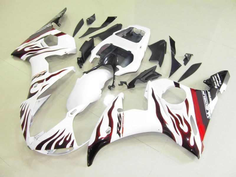 Fairings For Yamaha - YZF-600 R6 2003-2004 White and Flame