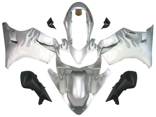 Fairings For Honda CBR 600 F4i Silver & White Flame  (2004-2007)