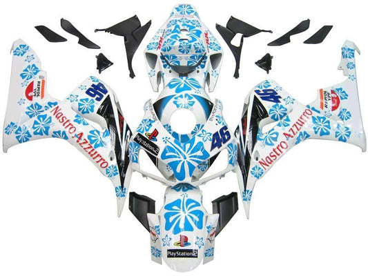 Fairings For Honda CBR 1000 RR White & Blue Floral  (2006-2007)
