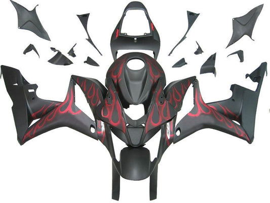 Fairings For Honda CBR 600 RR Matte Black & Red Flame CBR  (2007-2008)