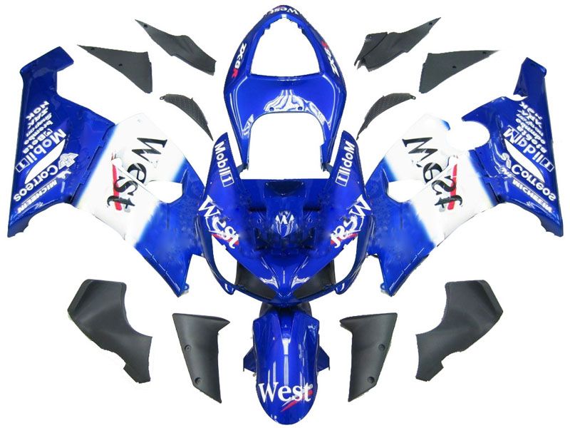 Fairings For Kawasaki ZX6R 636 Blue White West  (2005-2006)