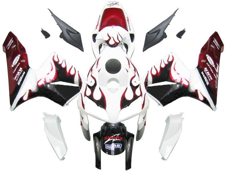 Fairings For Honda CBR 600 RR White Black&Red Flame  (2005-2006)