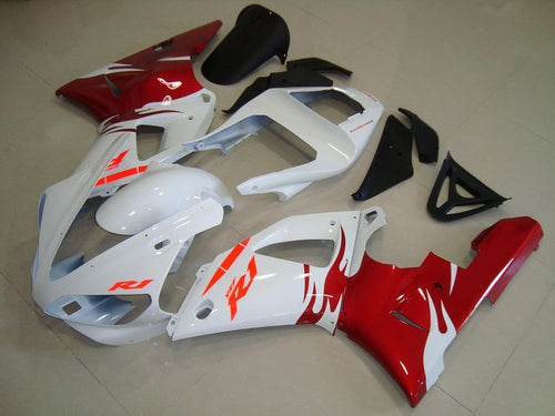 Fairings For Yamaha - YZF1000 R1 00-01 White Flame Red Flame