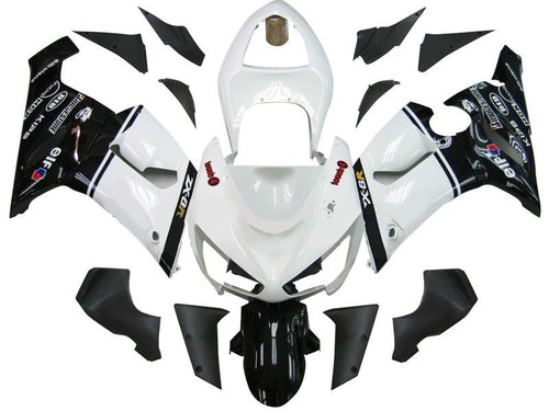 Fairings For Kawasaki ZX6R 636 White Black elf ZX6R  (2005-2006)