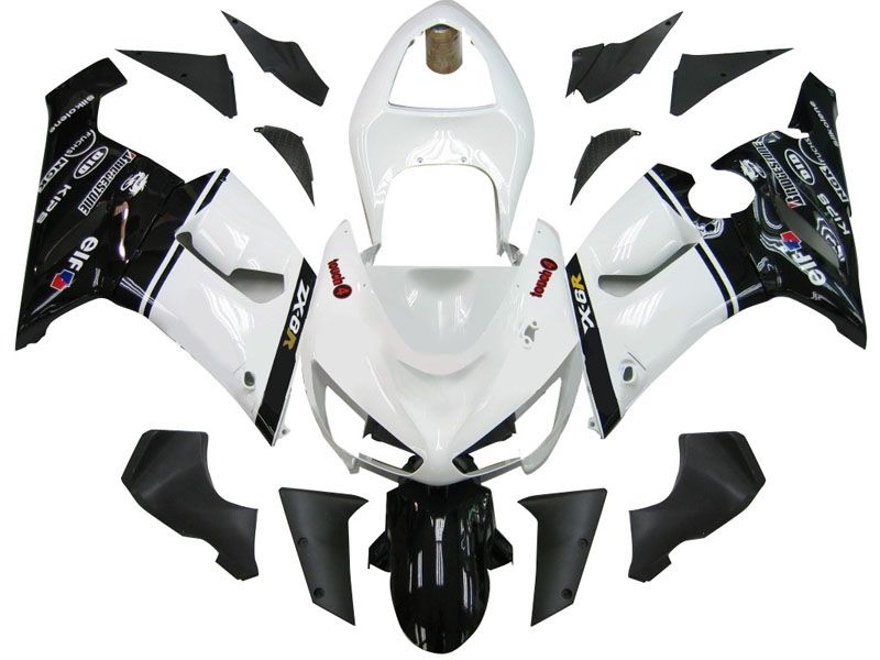 Fairings For Kawasaki ZX6R 636 White Black elf ZX6R  (2005-2006)