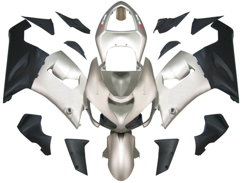 Fairings For Kawasaki ZX6R 636 Matte Silver & Black Ninja  (2005-2006)