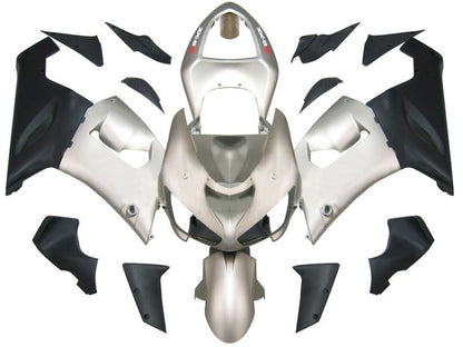 Fairings For Kawasaki ZX6R 636 Matte Silver & Black Ninja  (2005-2006)