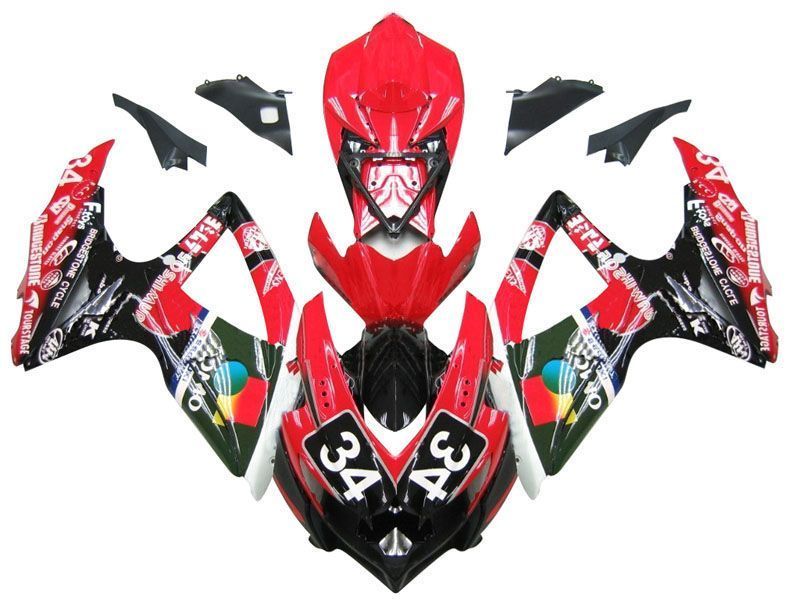 Fairings For Suzuki GSXR 600 750 Red Black No.34 Suzuki  (2008-2009-2010)