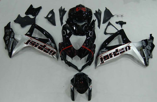 Fairings For Suzuki GSXR 600 750 Black Silver Jordan  (2008-2009-2010)