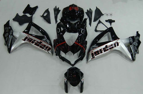 Fairings For Suzuki GSXR 600 750 Black Silver Jordan  (2008-2009-2010)