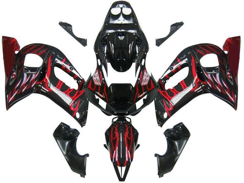 Fairingsr Yamaha YZF-R6 Black & Red Flame R6  (1998-2002)