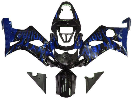 Fairings For Suzuki GSXR 1000 Black & Blue Flame  (2000-2002)