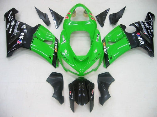 Fairings For Kawasaki ZX6R 636 Green Black No.14 ZX6R  (2005-2006)
