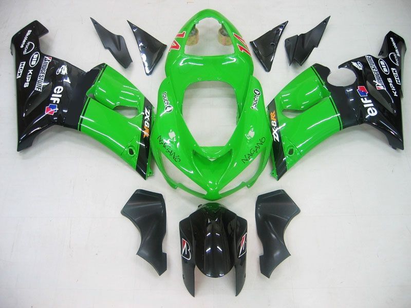 Fairings For Kawasaki ZX6R 636 Green Black No.14 ZX6R  (2005-2006)