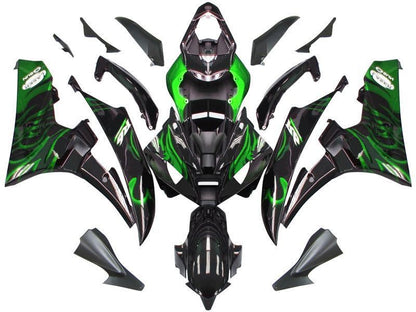 Fairings For Yamaha YZF-R6 Black & Green Flame R6  (2006-2007)