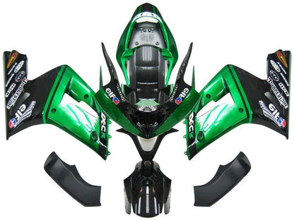 Fairings For Kawasaki ZX6R 636 Green Black elf  (2003-2004)