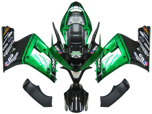 Fairings For Kawasaki ZX6R 636 Green Black elf  (2003-2004)