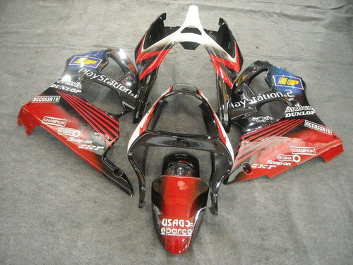 Fairings For Plastics Kawasaki ZX6R 636 Red Black Play Station  (2000-2002)