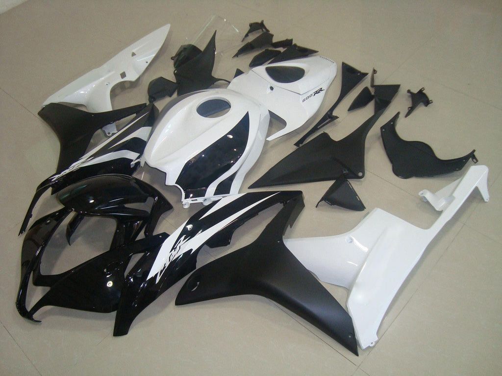 Fairings For Honda CBR 600 RR, 2007-2008 - Matte Black Gloss Black & White