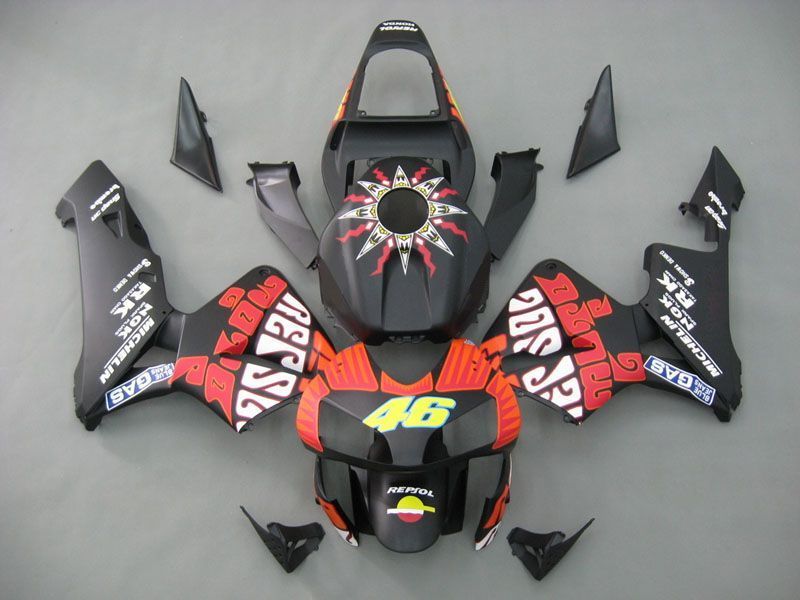 Fairings For Honda CBR 600 RR Black Matte Valentino Rossi Moto  (2003-2004)