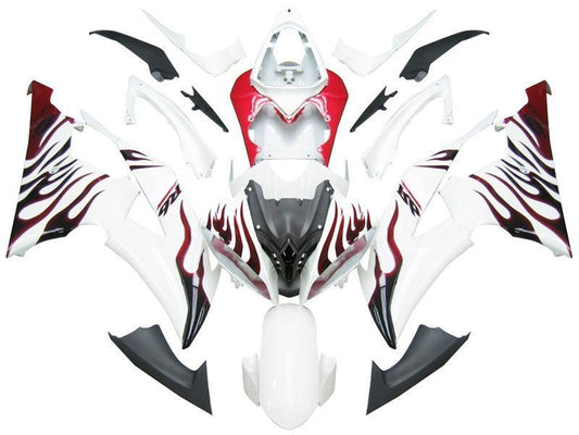 2008-2012 Fairings For Yamaha YZF-R6 White & Red Flame R6 