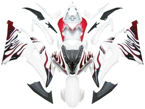2008-2012 Fairings For Yamaha YZF-R6 White & Red Flame R6 