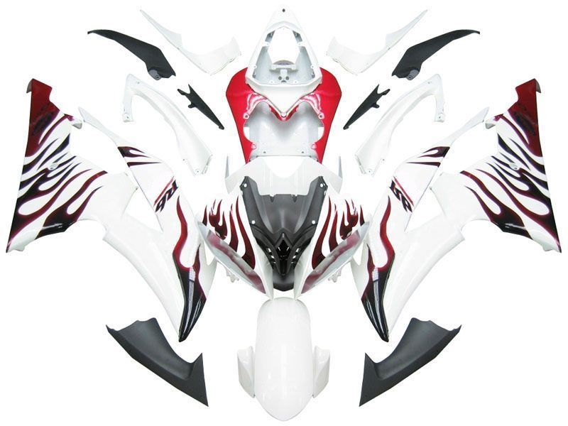 2008-2012 Fairings For Yamaha YZF-R6 White & Red Flame R6 