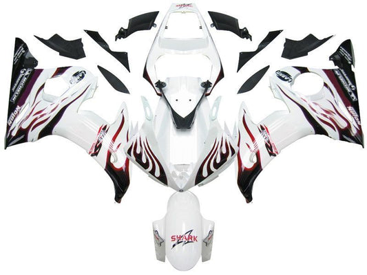 Fairings For Yamaha YZF-R6 White & Black Red Flame R6  (2005)