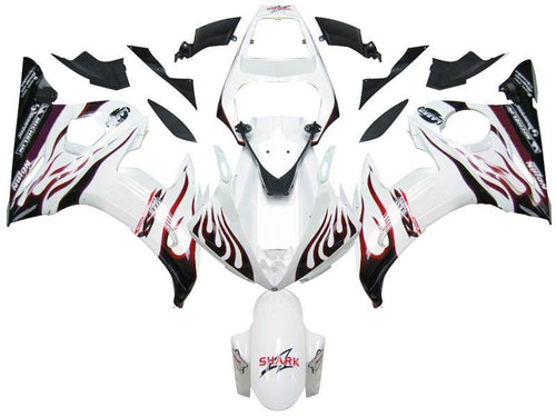 Fairings For Yamaha YZF-R6 White & Black Red Flame R6  (2005)