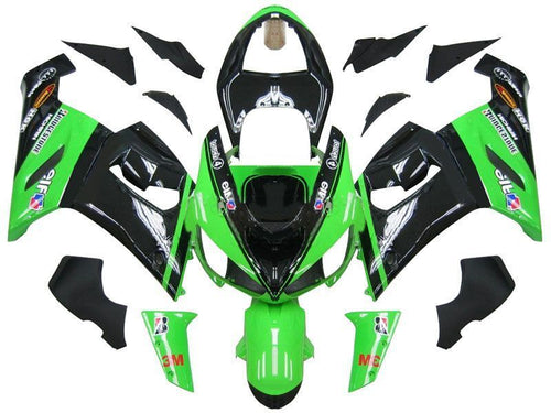 Fairings For Kawasaki ZX6R 636 Green Black Kawasaki  (2005-2006)