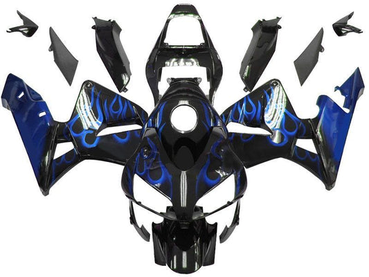 Fairings For Honda CBR 600 RR Black & Blue Flame  (2003-2004)