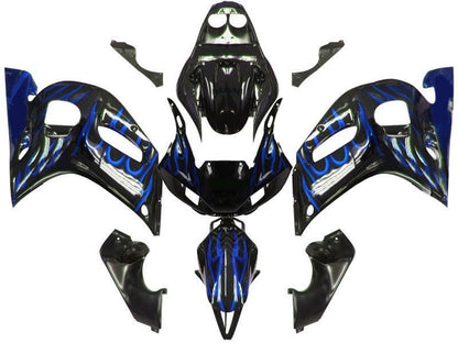 Fairings For Yamaha YZF-R6 Black & Blue Flame R6  (1998-2002)