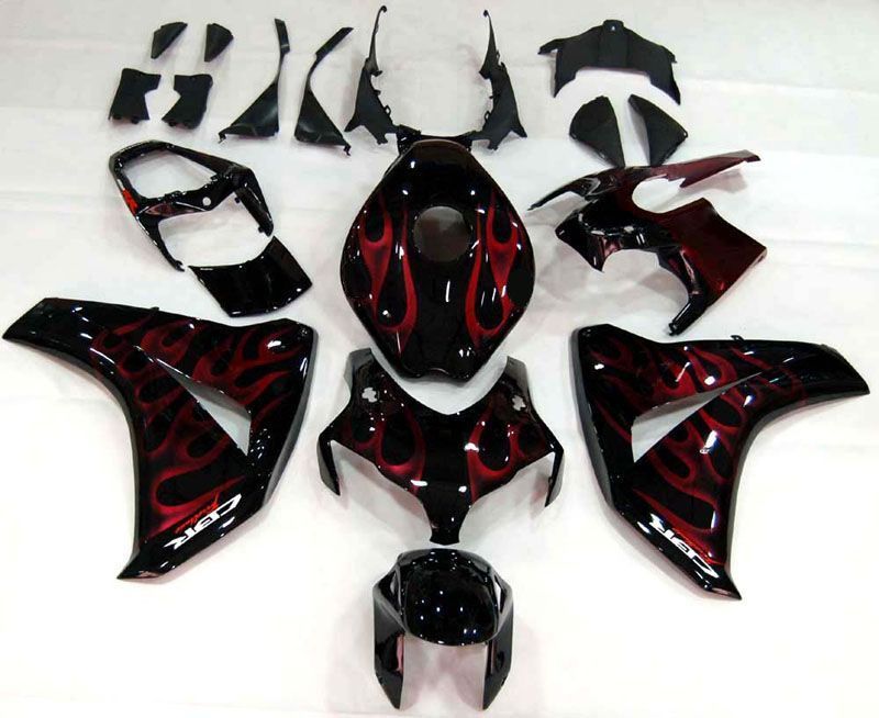 Fairings For Honda CBR 1000 RR Black & Cherry Red Flame  (2008-2011)
