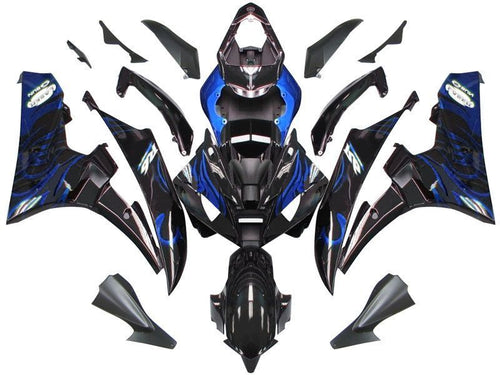 Fairings For Yamaha YZF-R6 Black & Blue Flame R6  (2006-2007)