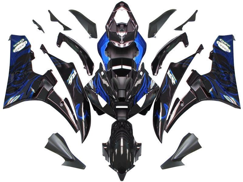 Fairings For Yamaha YZF-R6 Black & Blue Flame R6  (2006-2007)