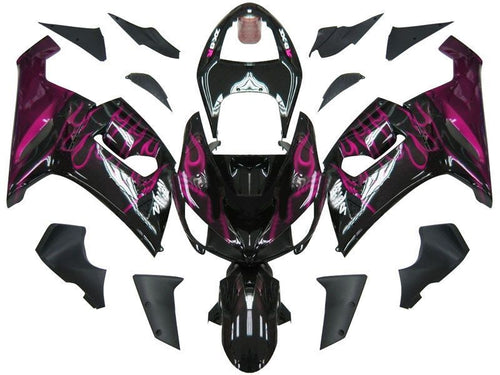 Fairings For Kawasaki ZX6R 636 Black & Purple Flame Ninja  (2005-2006)