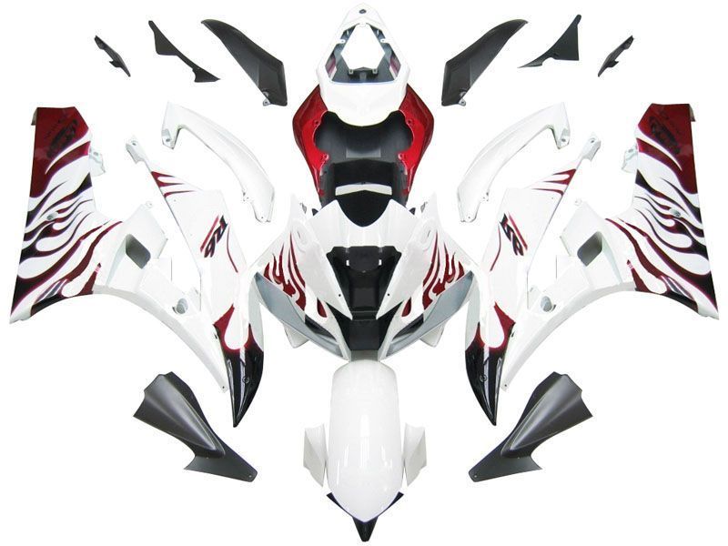 Fairings For Yamaha YZF-R6 White & Red Flame R6  (2006-2007)