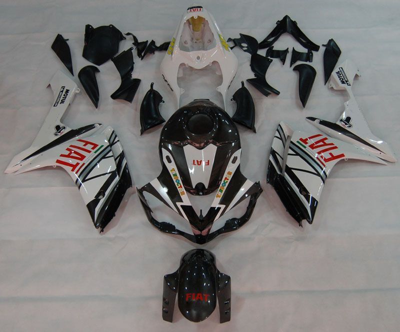 Fairings For Yamaha YZF-R1 Black White FIAT R1  (2007-2008)