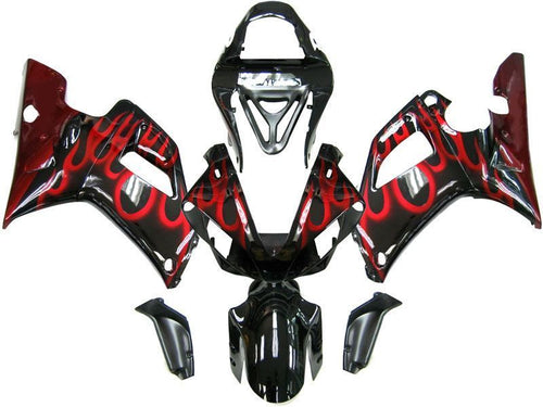 Fairings For Yamaha YZF-R1 Black & Red Flame R1  (2000-2001)