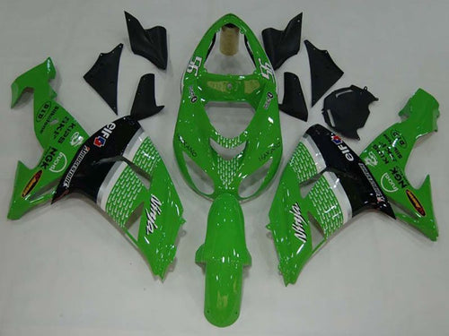 Fairings For Kawasaki ZX 10R Green Black No.56 Nakano  (2006-2007)